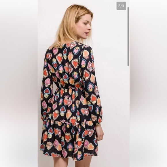 Vintage Heart Angel Print Religious Babydoll Boho Midi Dress Black Red Pink S-L - Picture 4 of 15